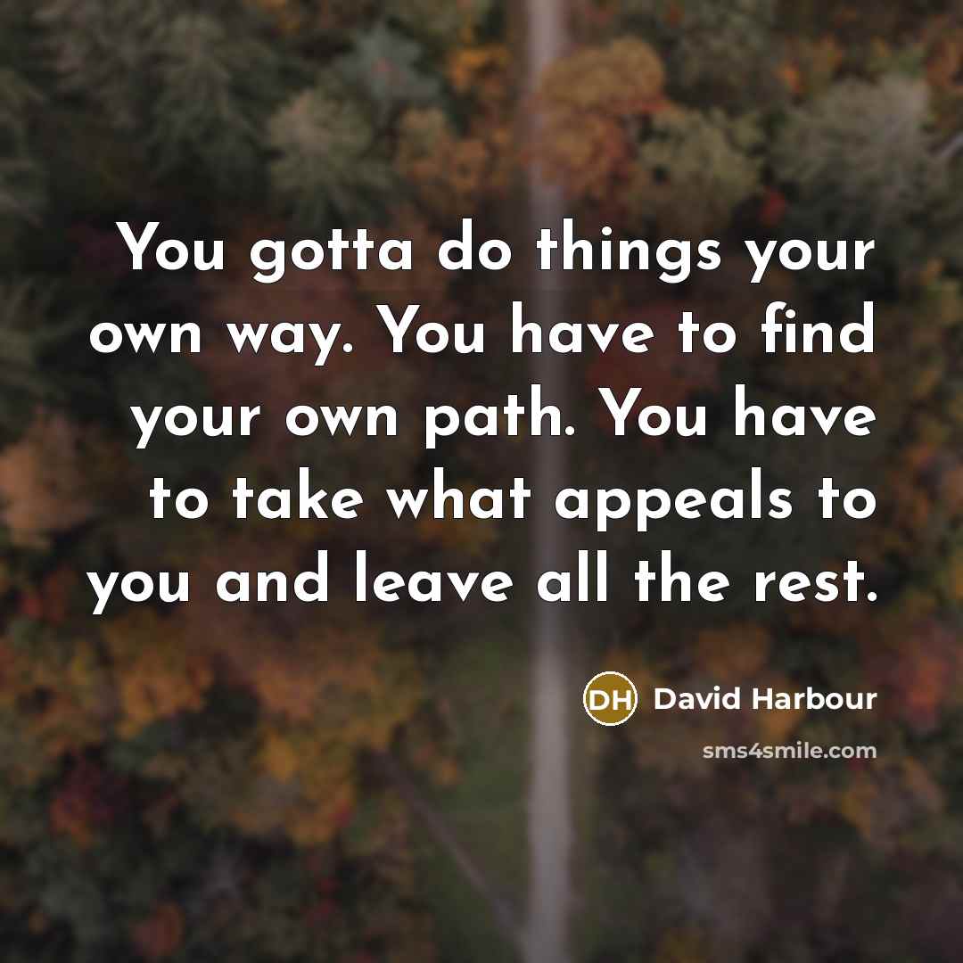 “You gotta do things your own way. You have to…” quote by David Harbour