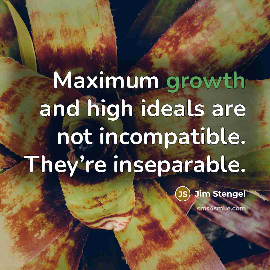 “Maximum growth and high ideals are not incompatible. They’re inseparable.…” quote by Jim Stengel