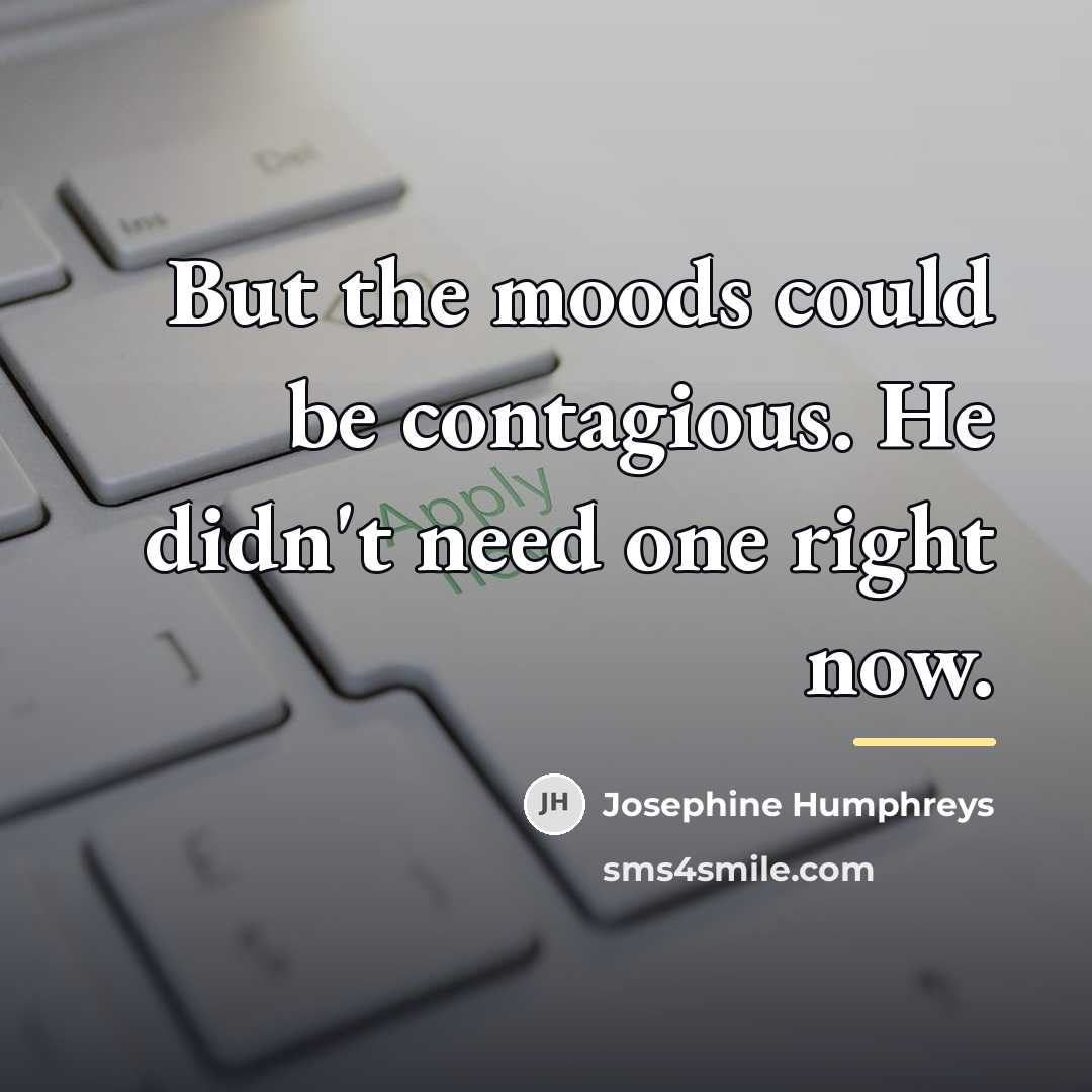 “But the moods could be contagious. He didn't need one…” quote by Josephine Humphreys