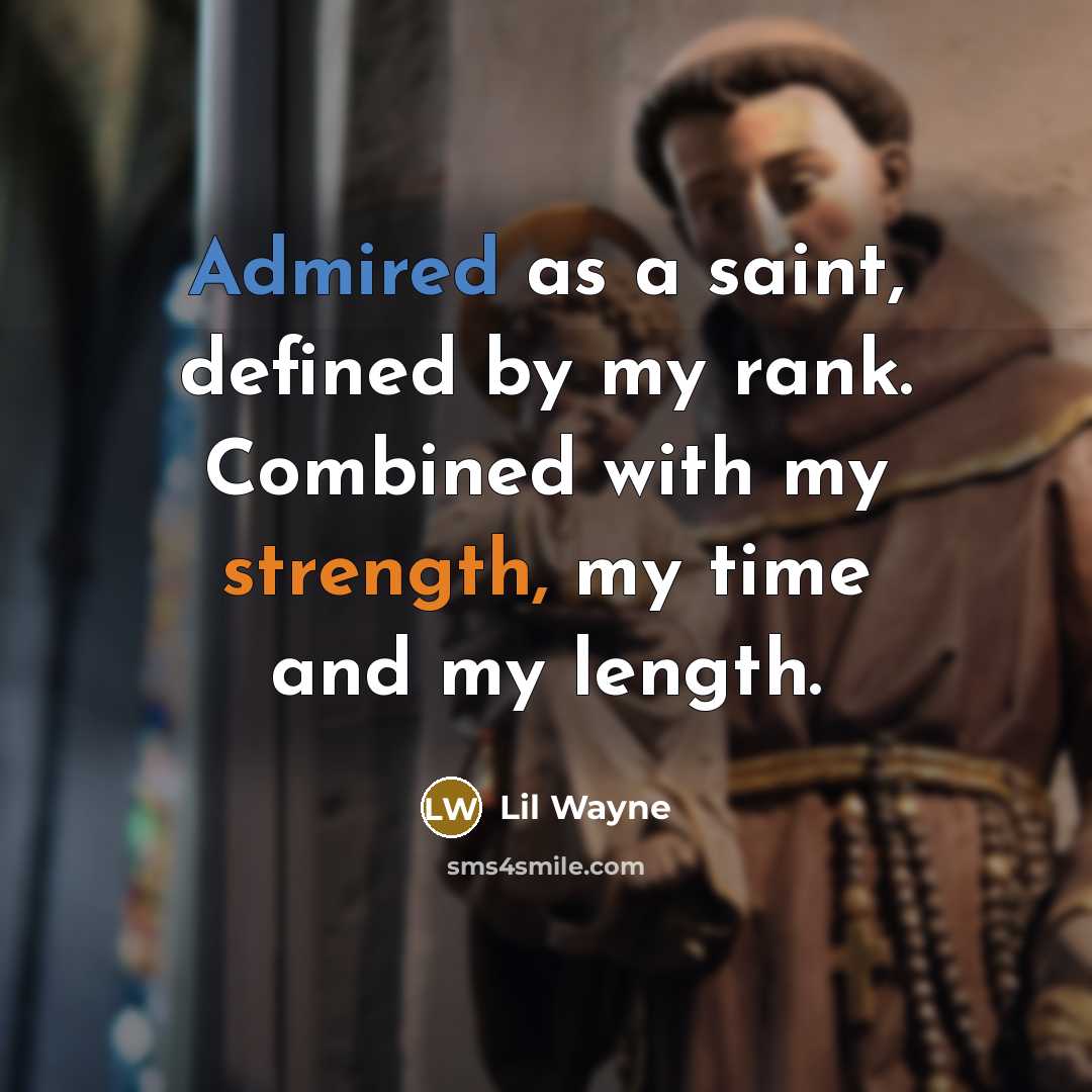 “Admired as a saint, defined by my rank. Combined with my strength, my time and my length.” quote by Lil Wayne
