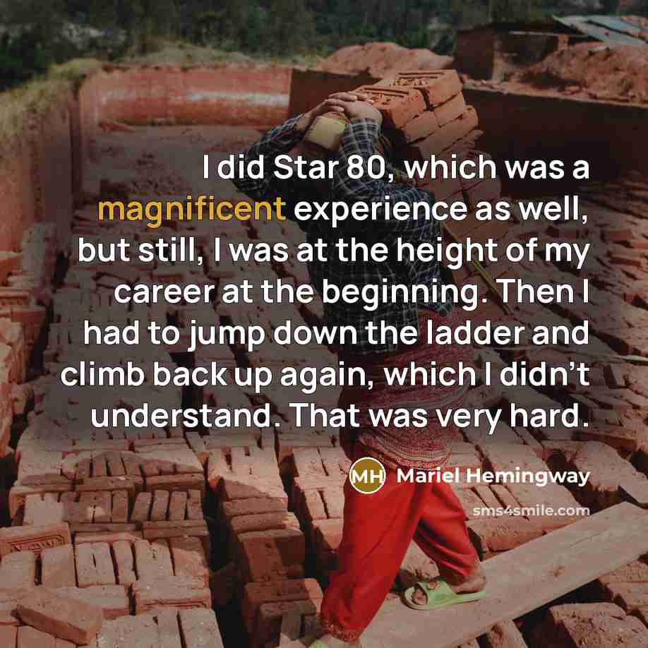 “I did Star 80, which was a magnificent experience as…” quote by Mariel Hemingway