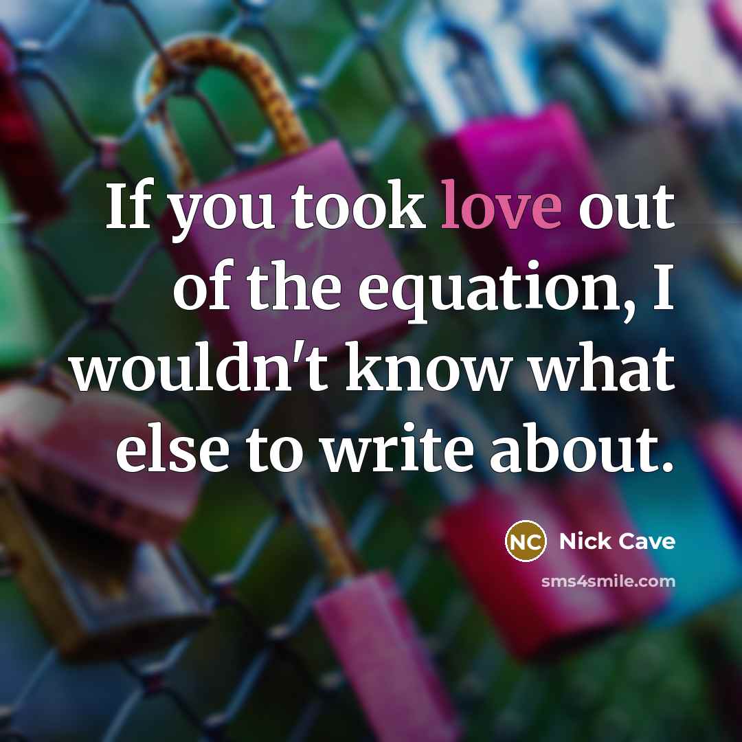 “If you took love out of the equation, I wouldn't…” quote by Nick Cave
