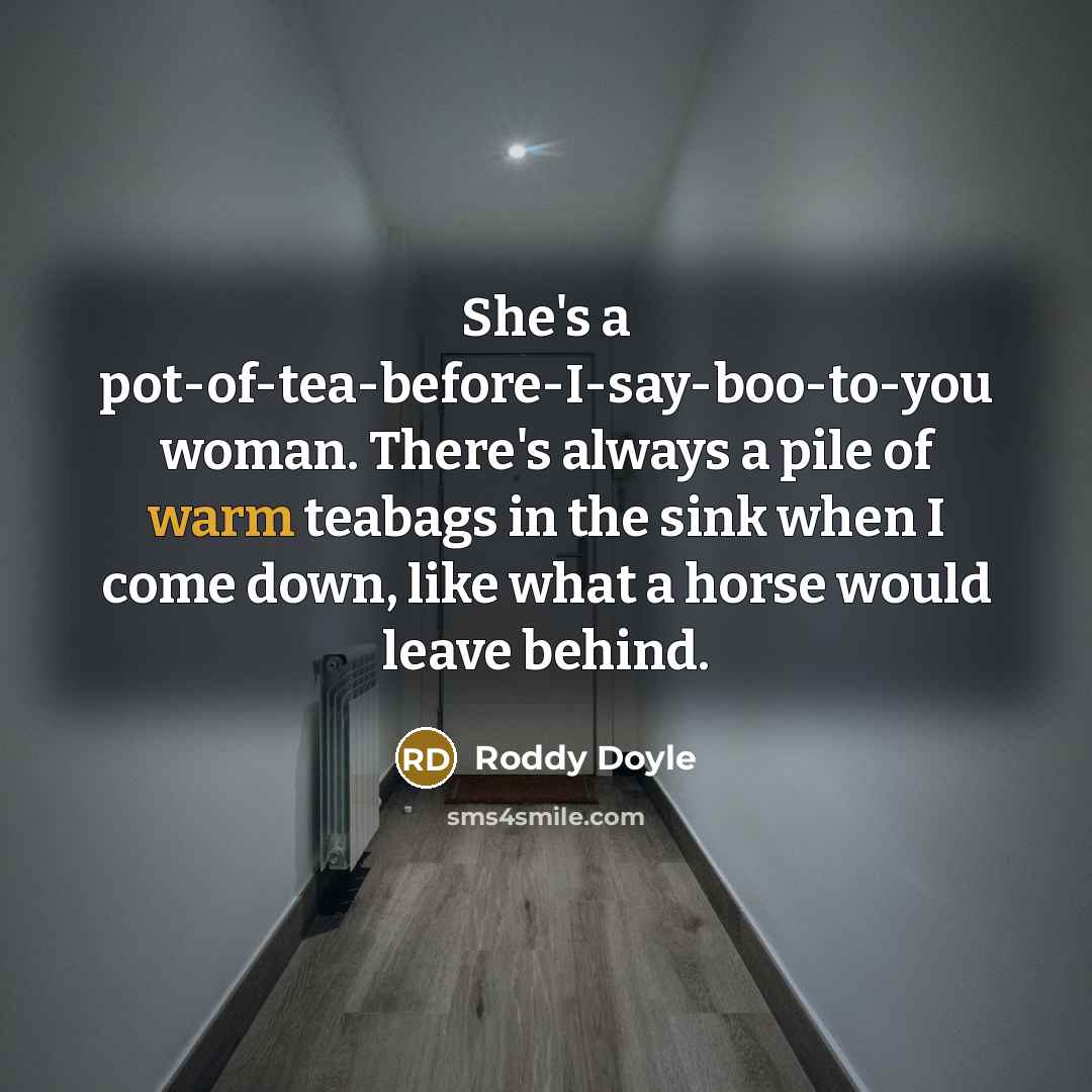 “She's a pot-of-tea-before-I-say-boo-to-you woman. There's always a pile of warm…” quote by Roddy Doyle