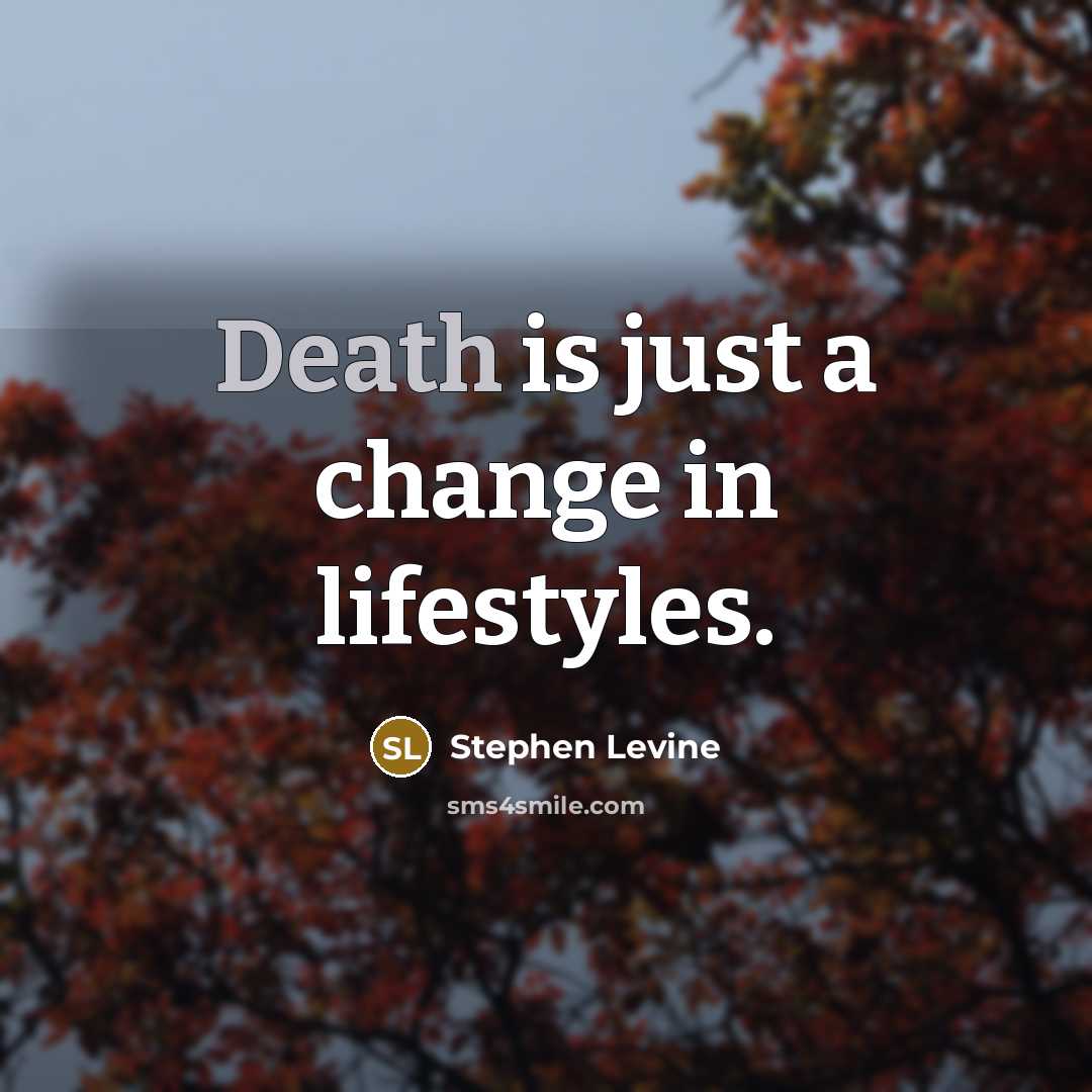 “Death is just a change in lifestyles.…” quote by Stephen Levine