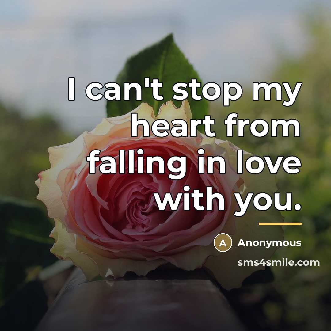 “I can't stop my heart from falling in love with…” quote by Anonymous