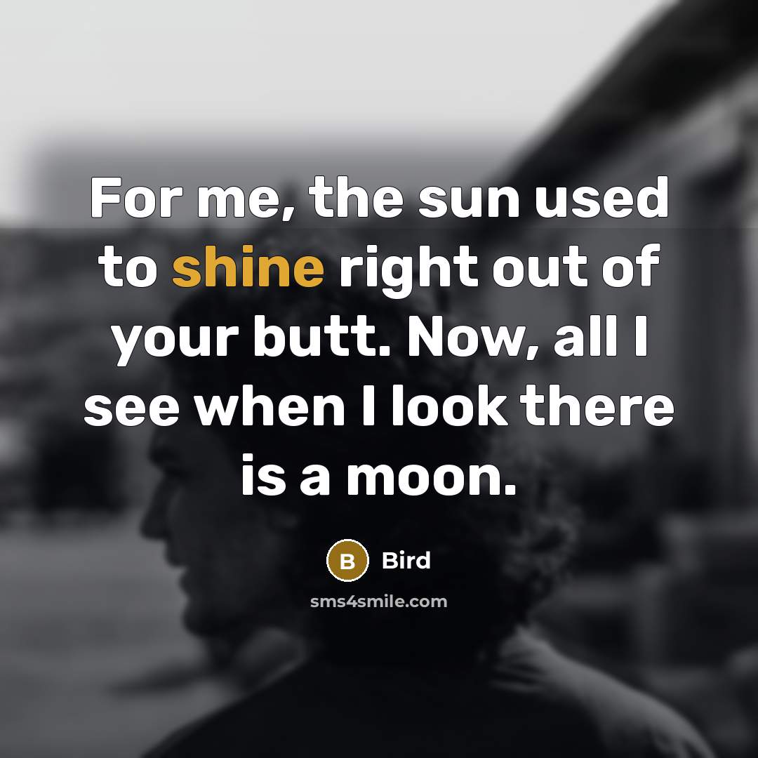 “For me, the sun used to shine right out of…” quote by Bird
