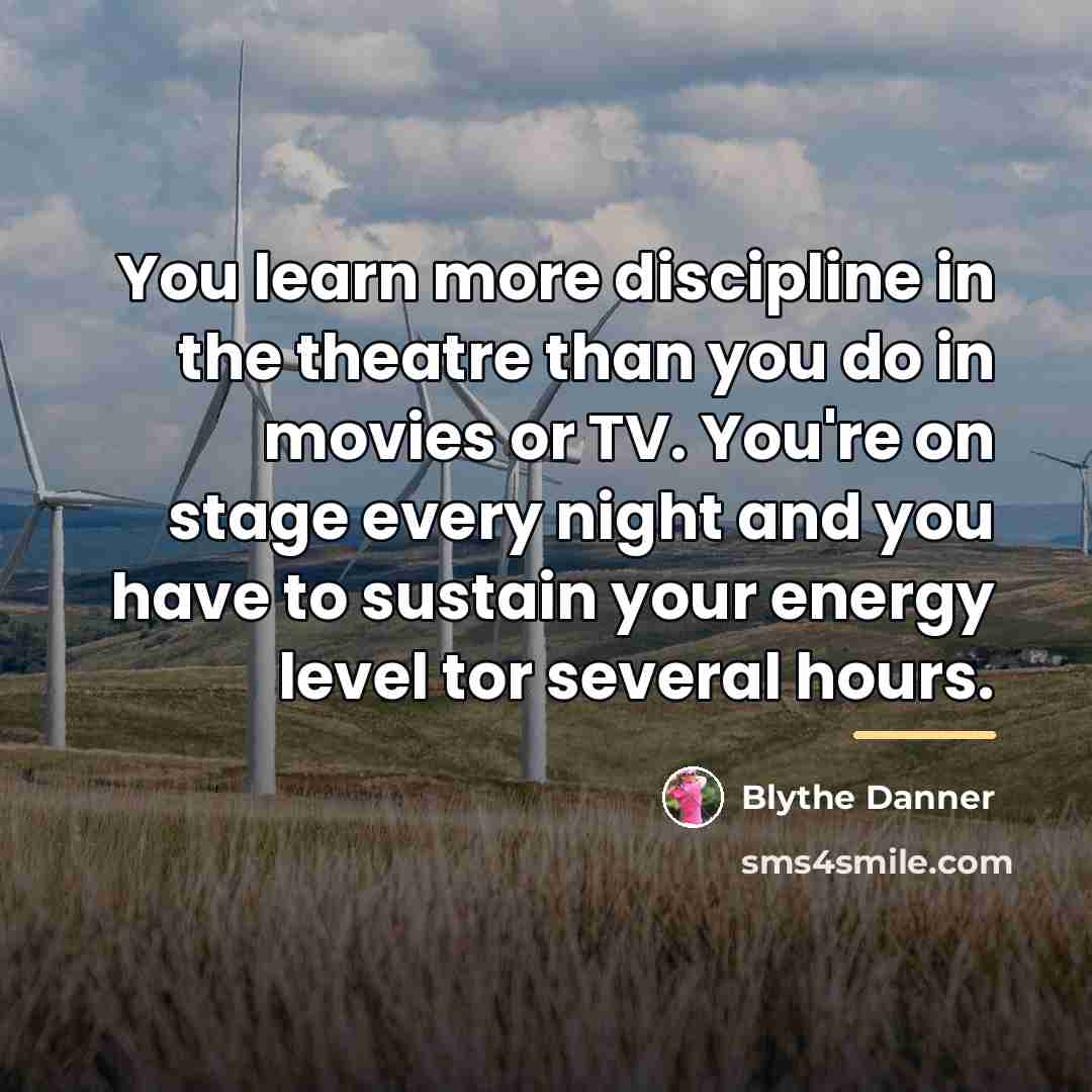 “You learn more discipline in the theatre than you do…” quote by Blythe Danner