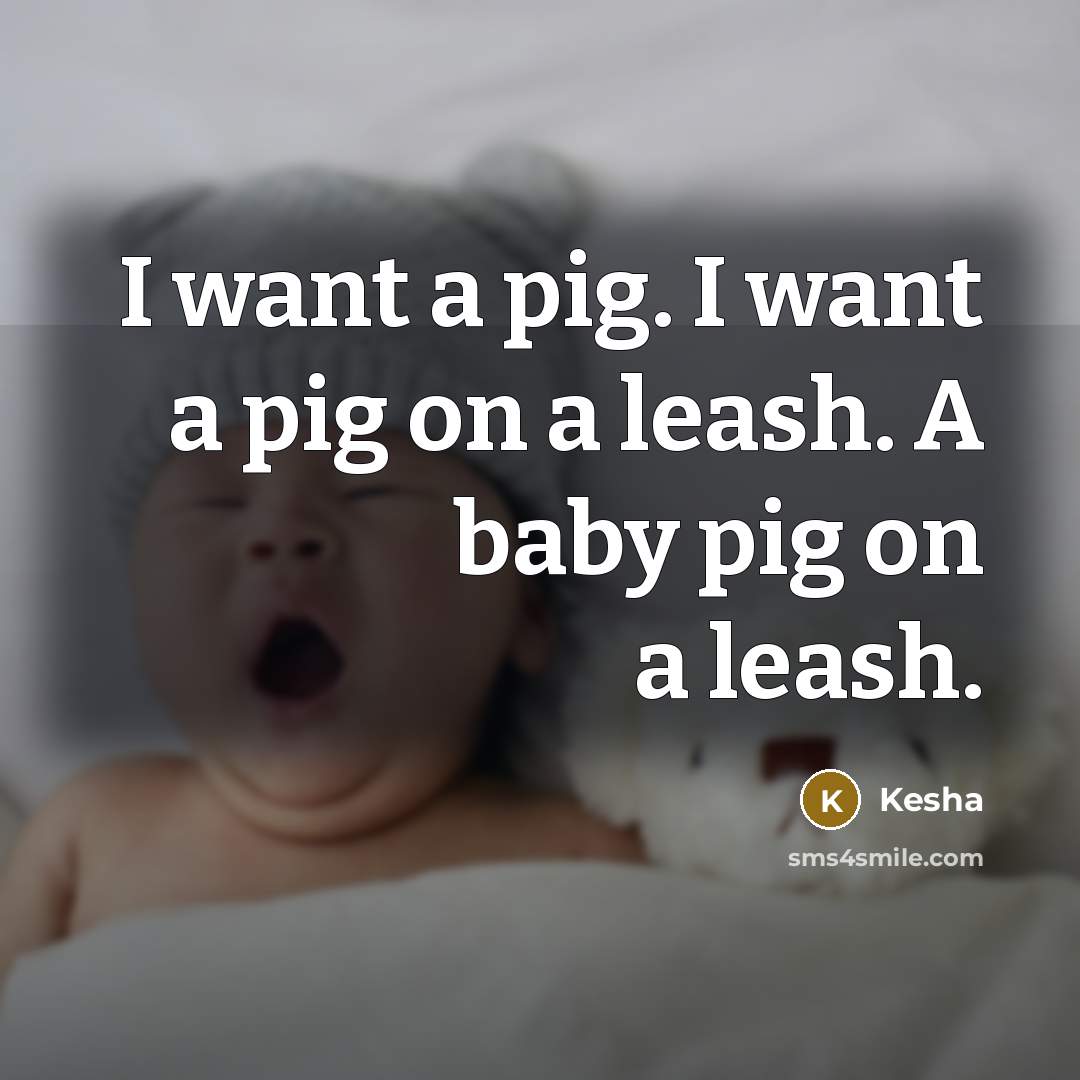 “I want a pig. I want a pig on a…” quote by Kesha