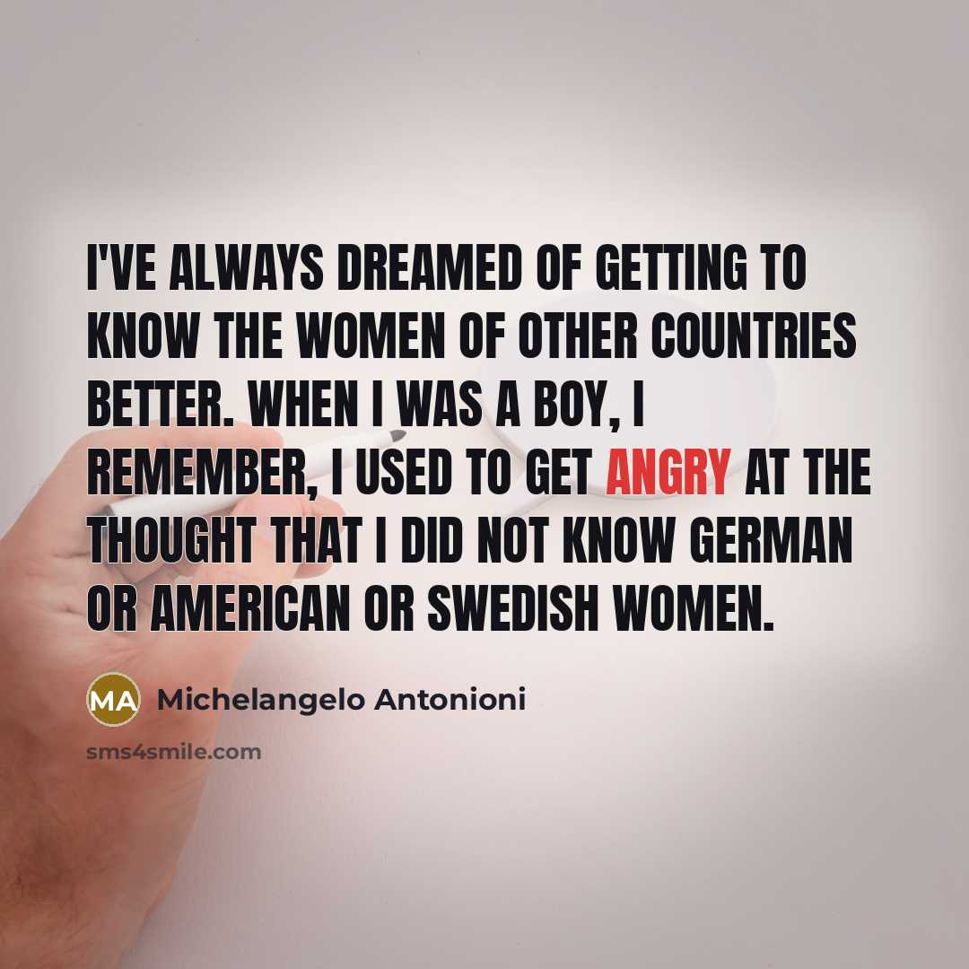 “I've always dreamed of getting to know the women of…” quote by Michelangelo Antonioni
