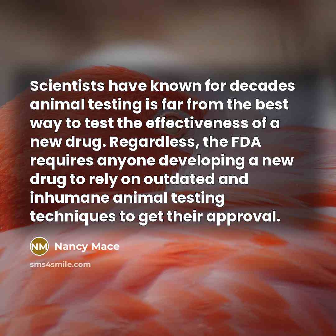 “Scientists have known for decades animal testing is far from…” quote by Nancy Mace