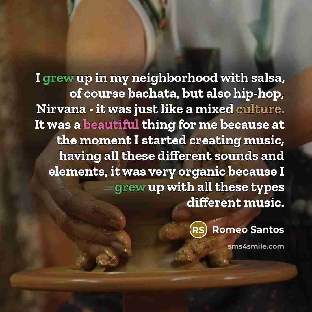 “I grew up in my neighborhood with salsa, of course…” quote by Romeo Santos