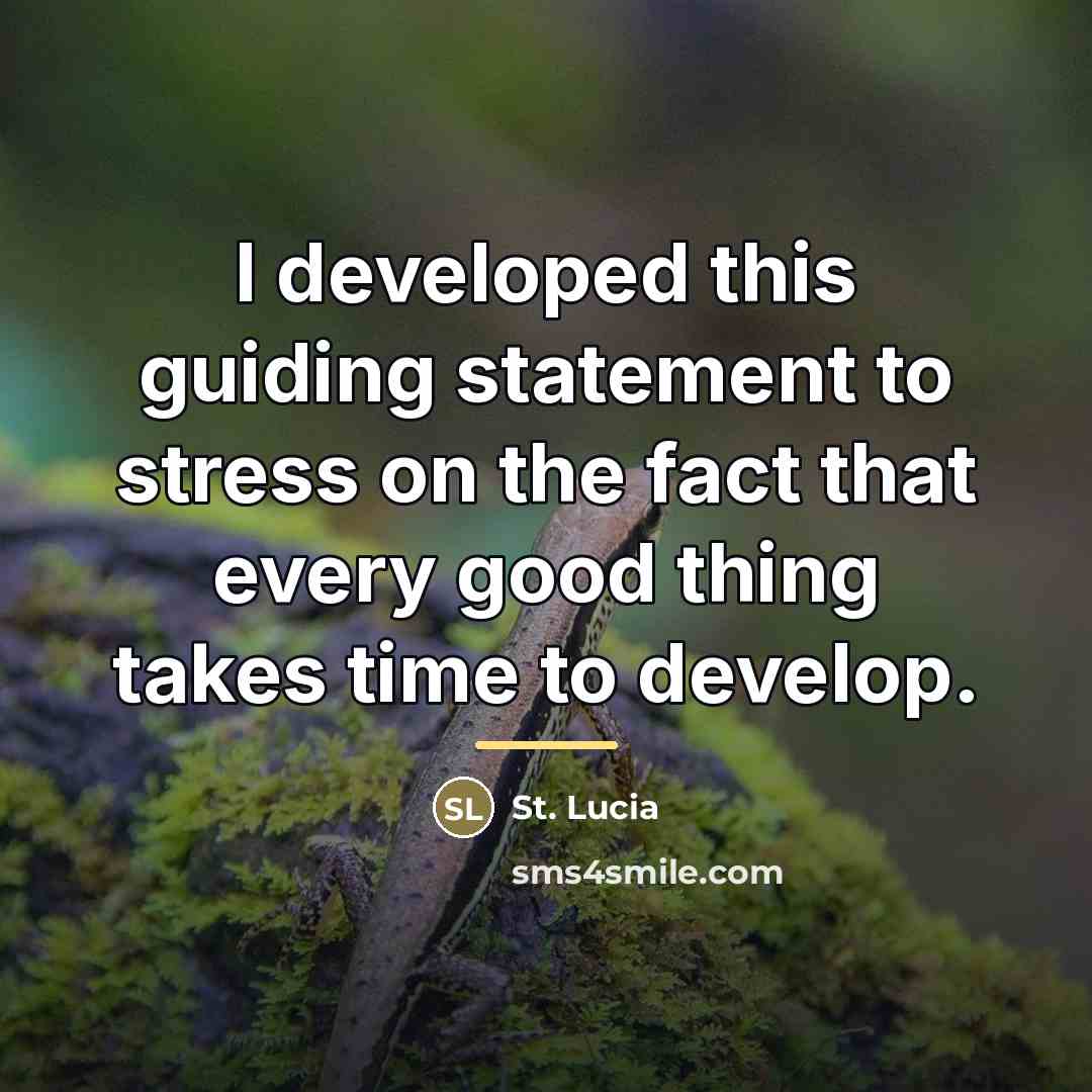 “I developed this guiding statement to stress on the fact…” quote by St. Lucia