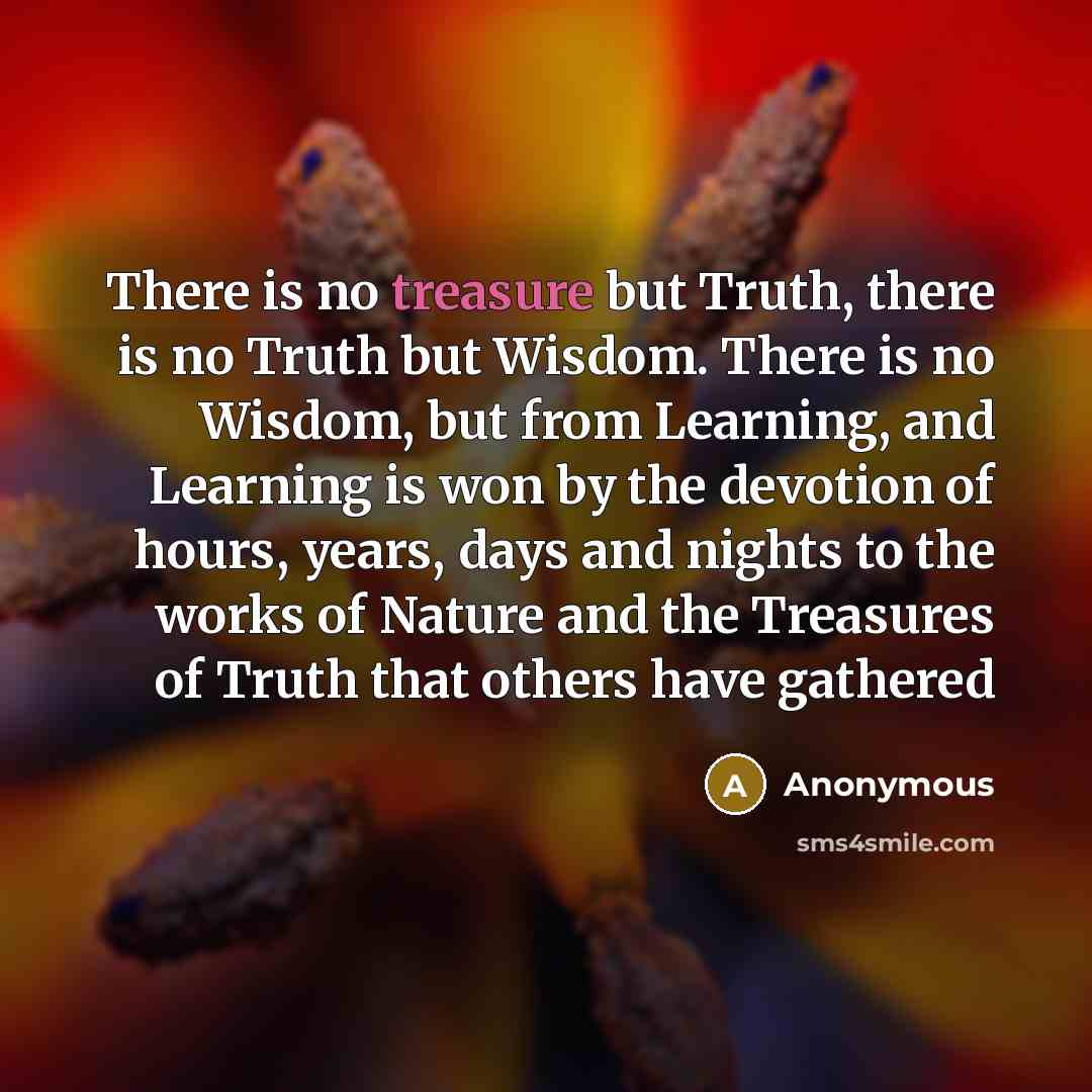 “There is no treasure but Truth, there is no Truth…” quote by Anonymous