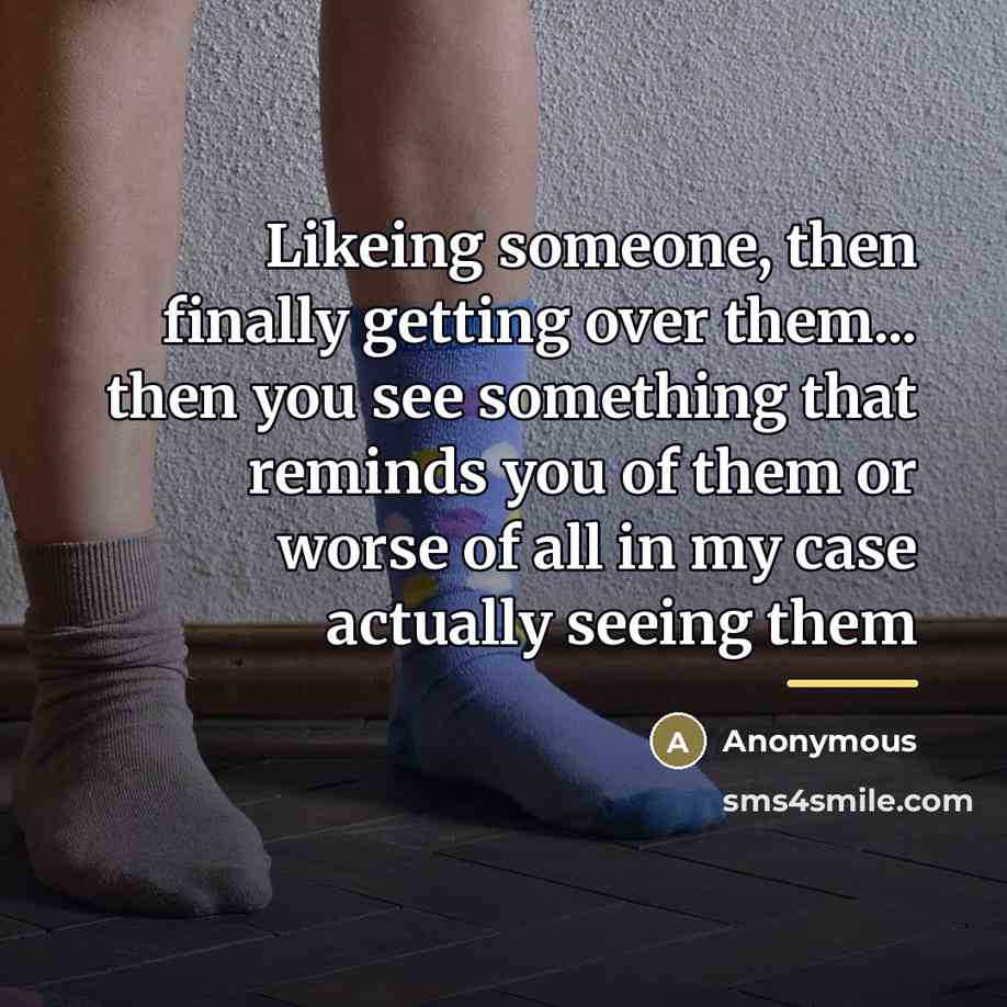 “Likeing someone, then finally getting over them... then you see…” quote by Anonymous