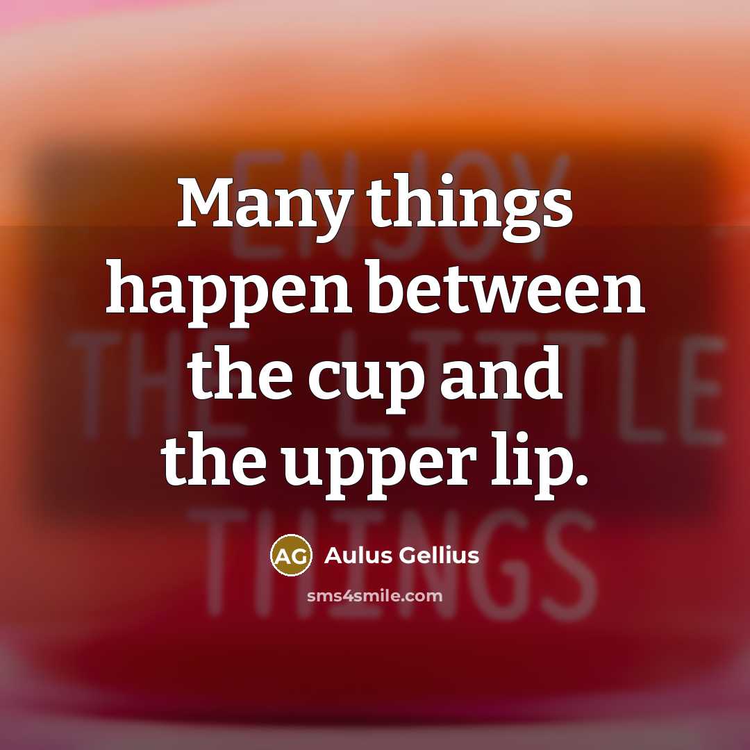 “Many things happen between the cup and the upper lip.…” quote by Aulus Gellius