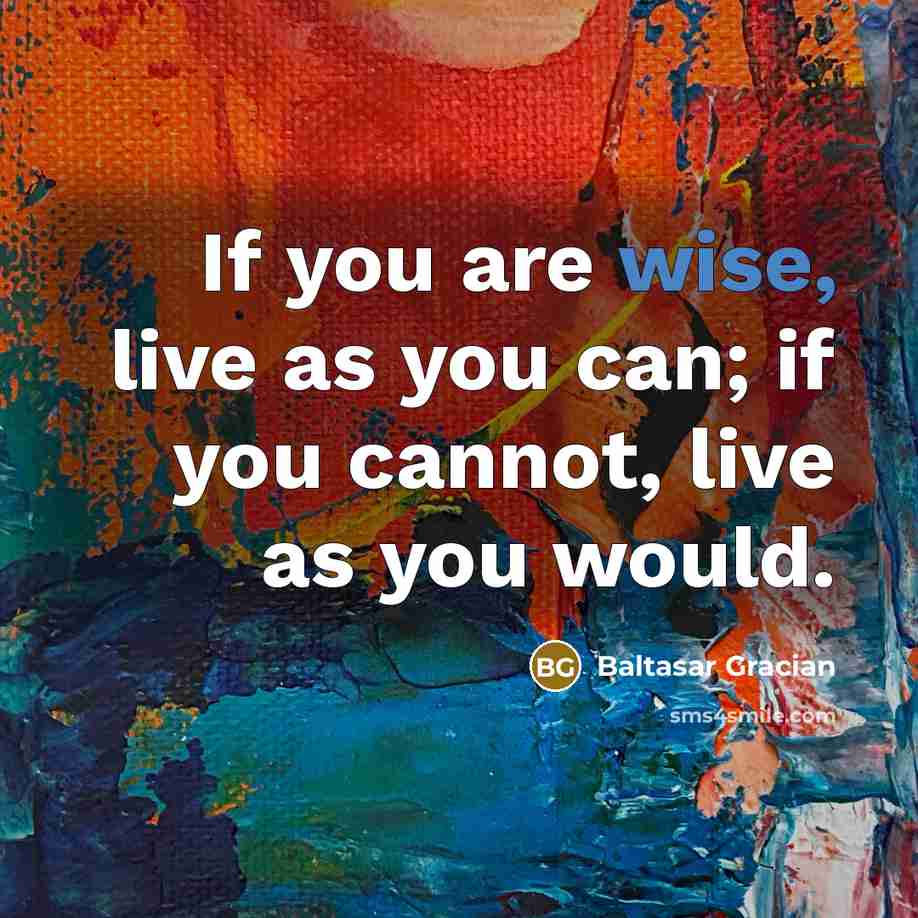 “If you are wise, live as you can; if you…” quote by Baltasar Gracian