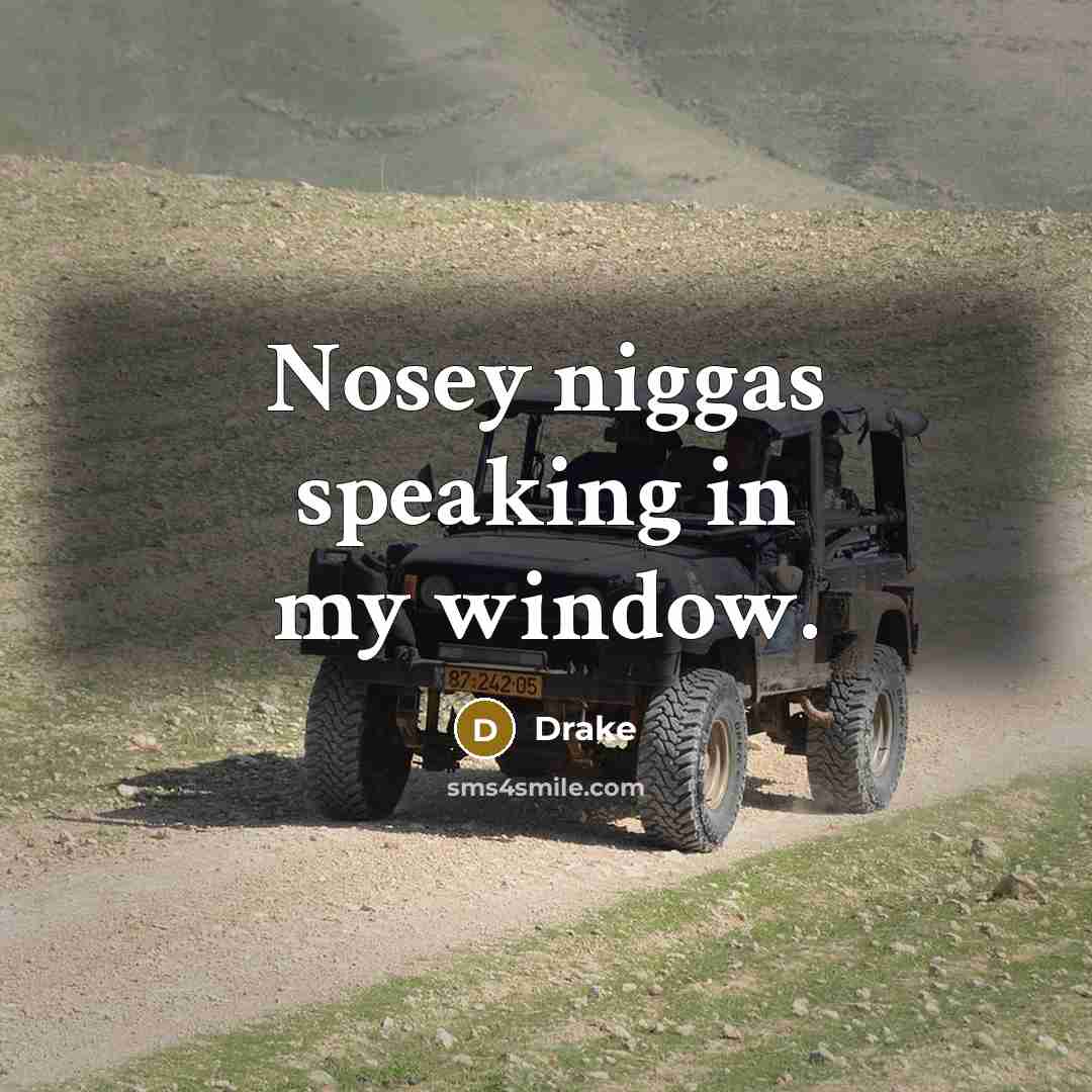 “Nosey niggas speaking in my window.…” quote by Drake