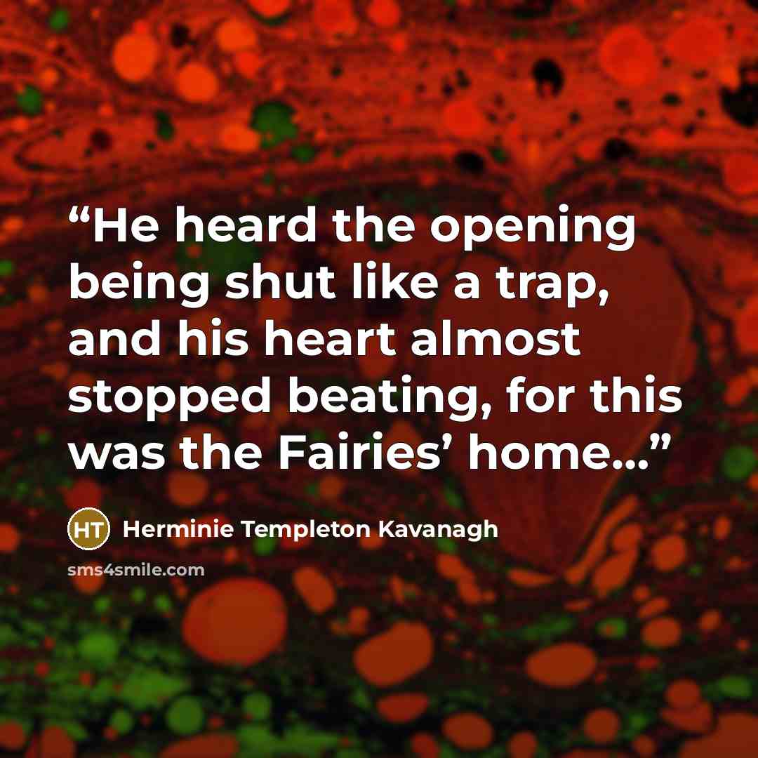 “He heard the opening being shut like a trap, and his heart almost stopped beating, for this was the Fairies’ home…” quote by Herminie Templeton Kavanagh