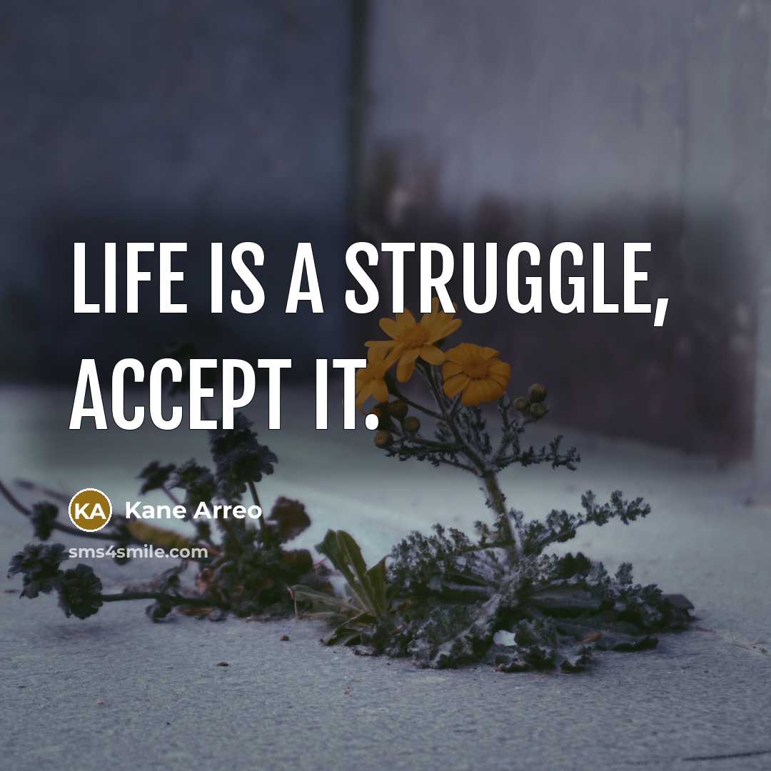 “Life is a struggle, accept it.…” quote by Kane Arreo