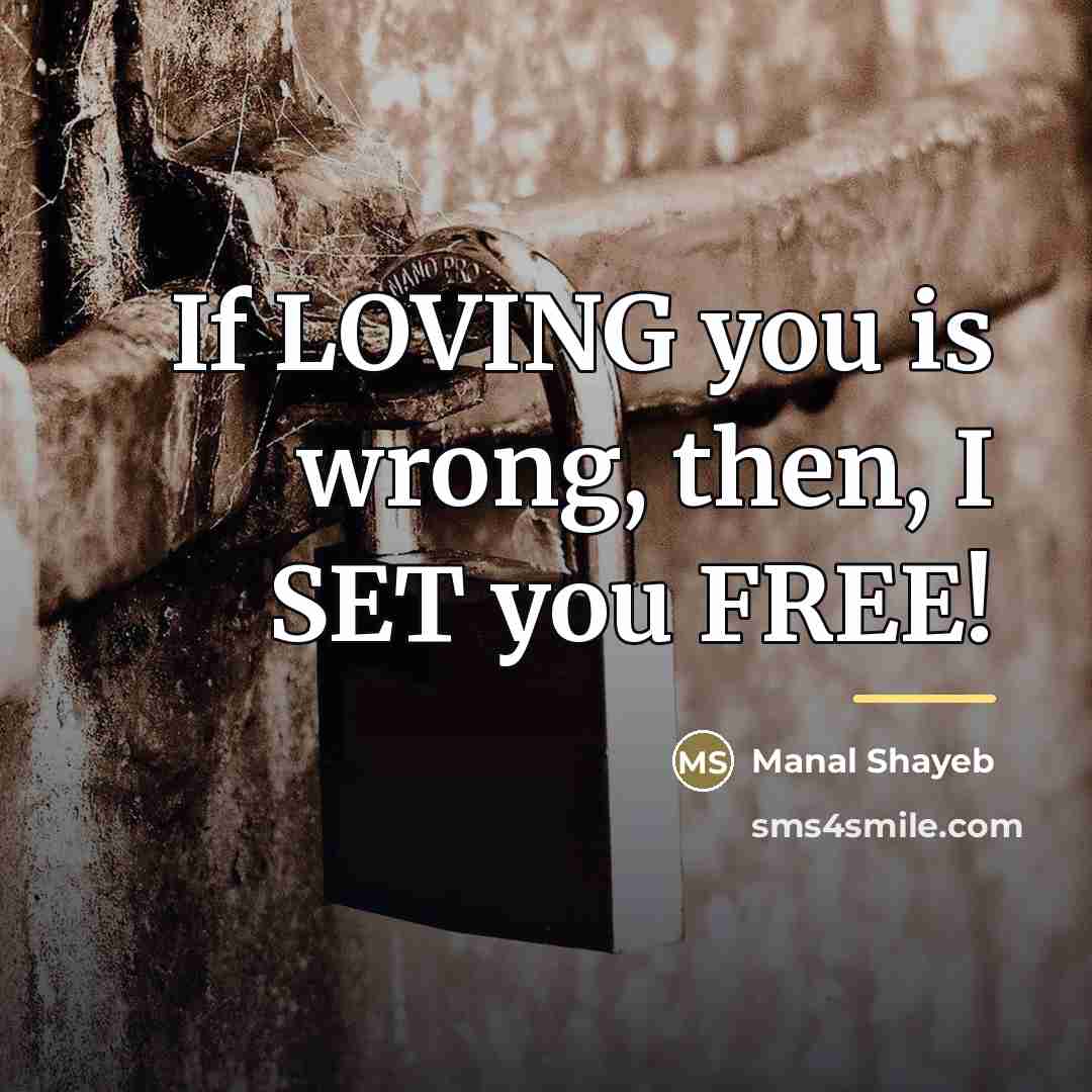 “If LOVING you is wrong, then, I SET you FREE!…” quote by Manal Shayeb