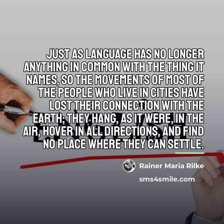“Just as language has no longer anything in common with…” quote by Rainer Maria Rilke