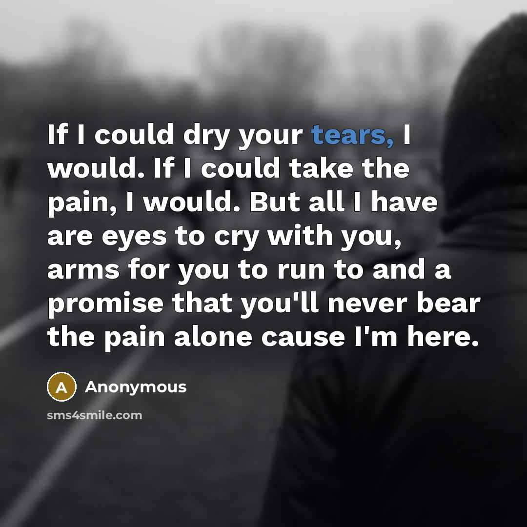 “If I could dry your tears, I would. If I…” quote by Anonymous
