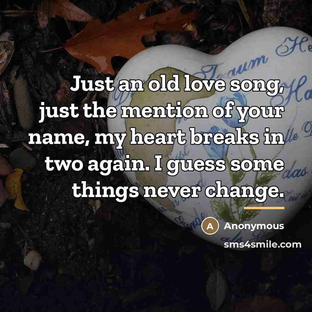 “Just an old love song, just the mention of your…” quote by Anonymous