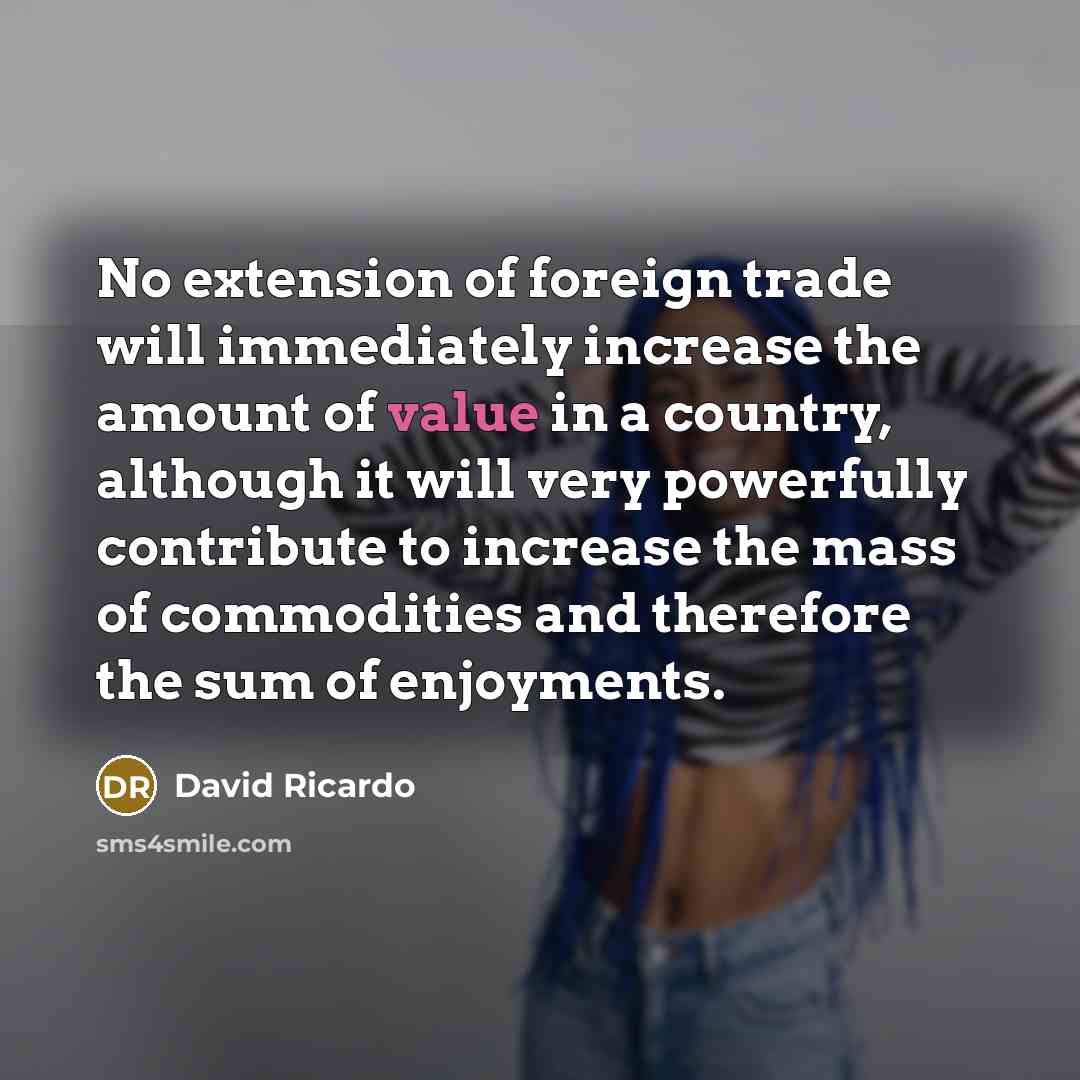 “No extension of foreign trade will immediately increase the amount…” quote by David Ricardo