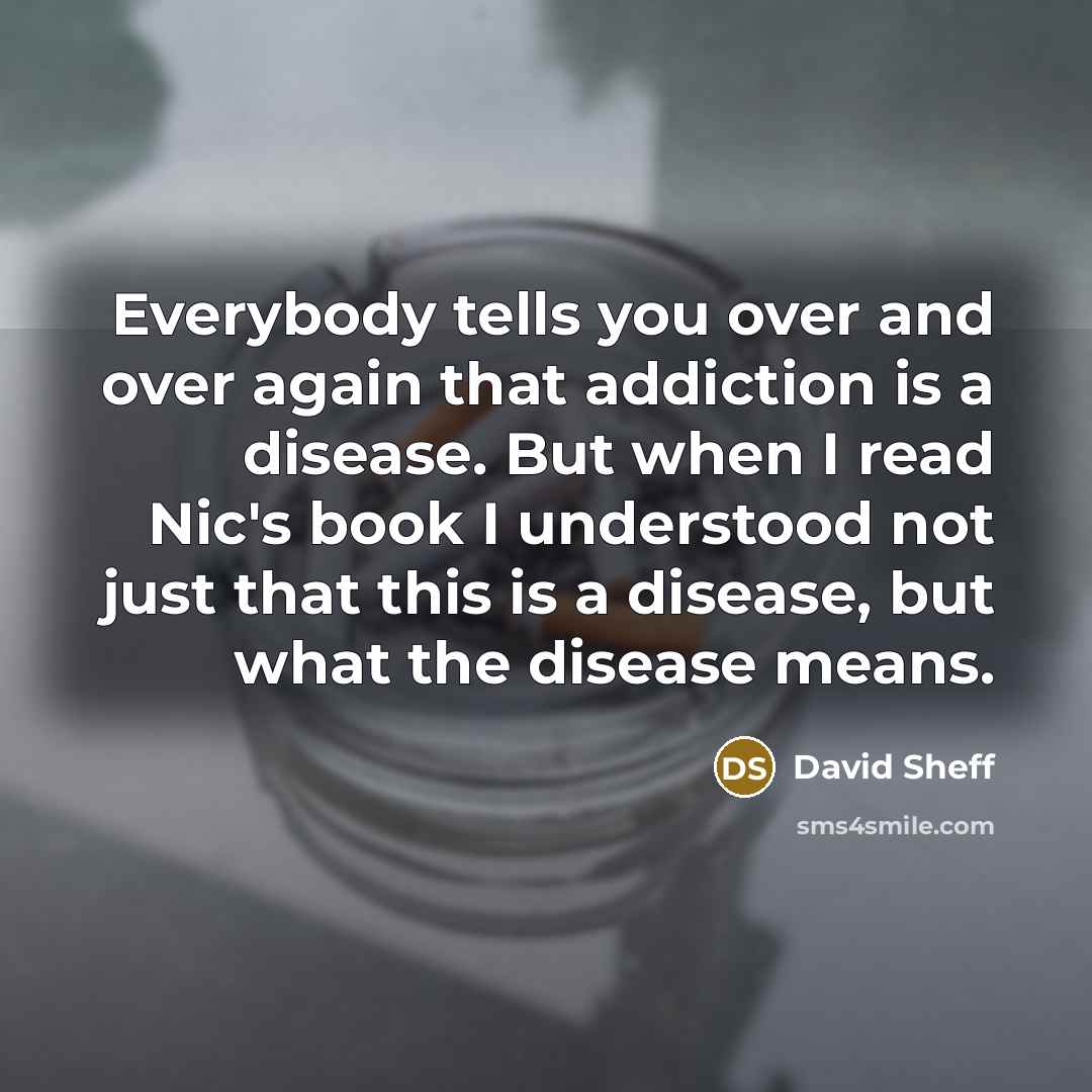 “Everybody tells you over and over again that addiction is…” quote by David Sheff