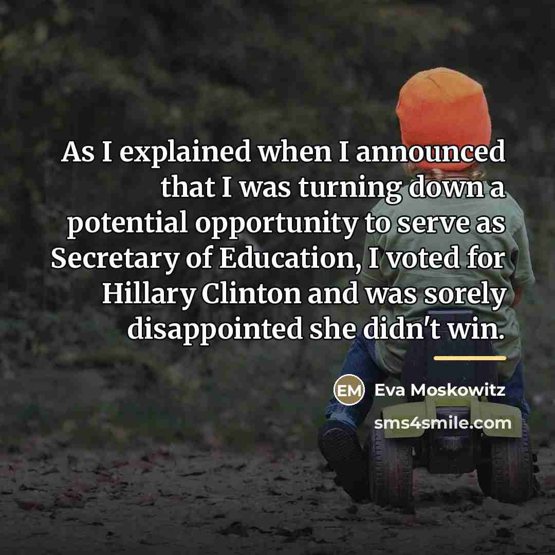 “As I explained when I announced that I was turning…” quote by Eva Moskowitz