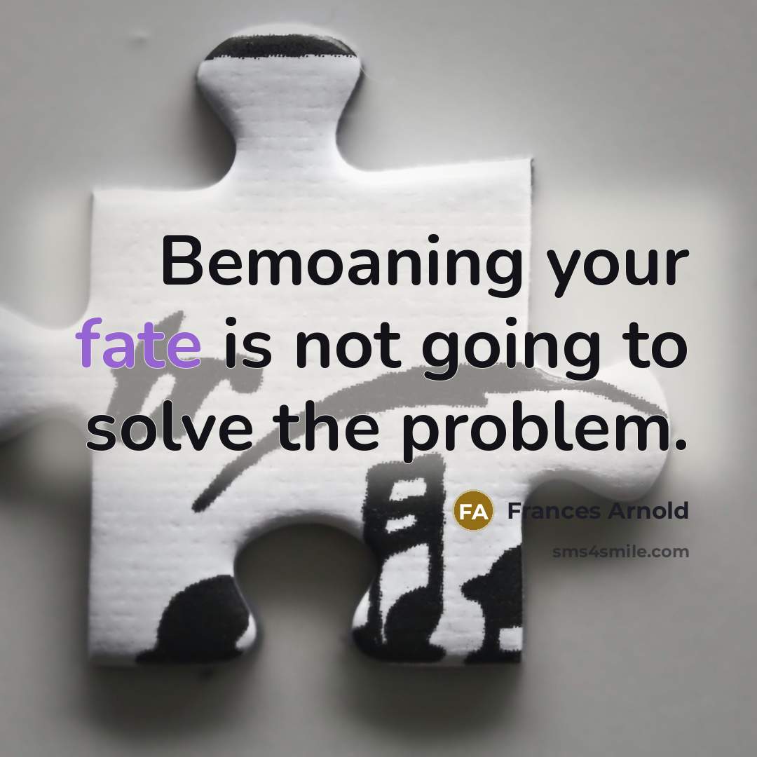“Bemoaning your fate is not going to solve the problem.…” quote by Frances Arnold