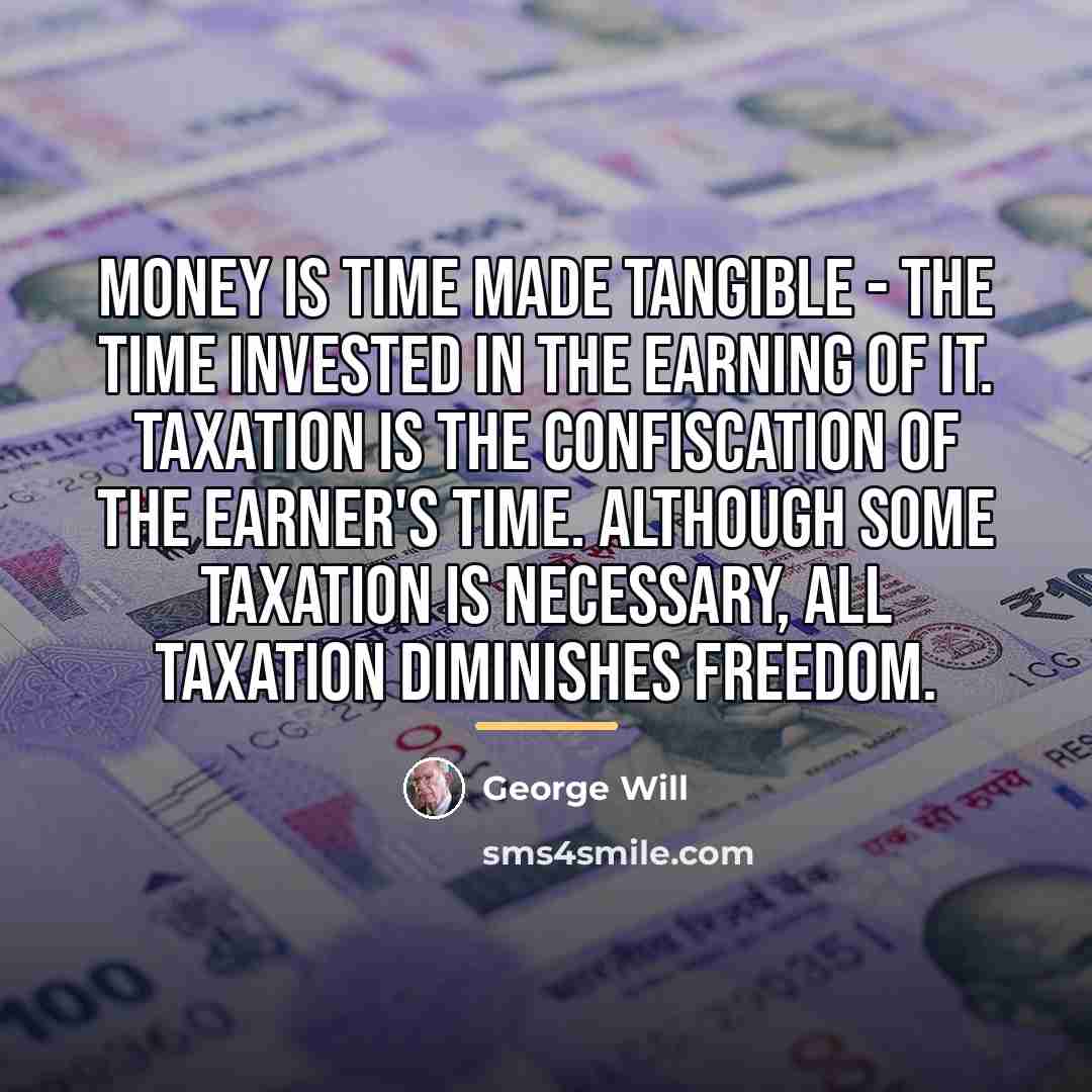 “Money is time made tangible - the time invested in…” quote by George Will