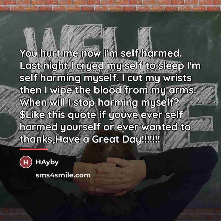 “You hurt me now I'm self harmed. Last night I…” quote by HAyby