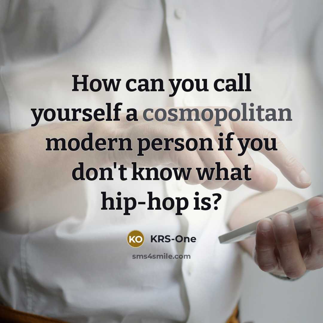 “How can you call yourself a cosmopolitan modern person if you don't know what hip-hop is?” quote by KRS-One