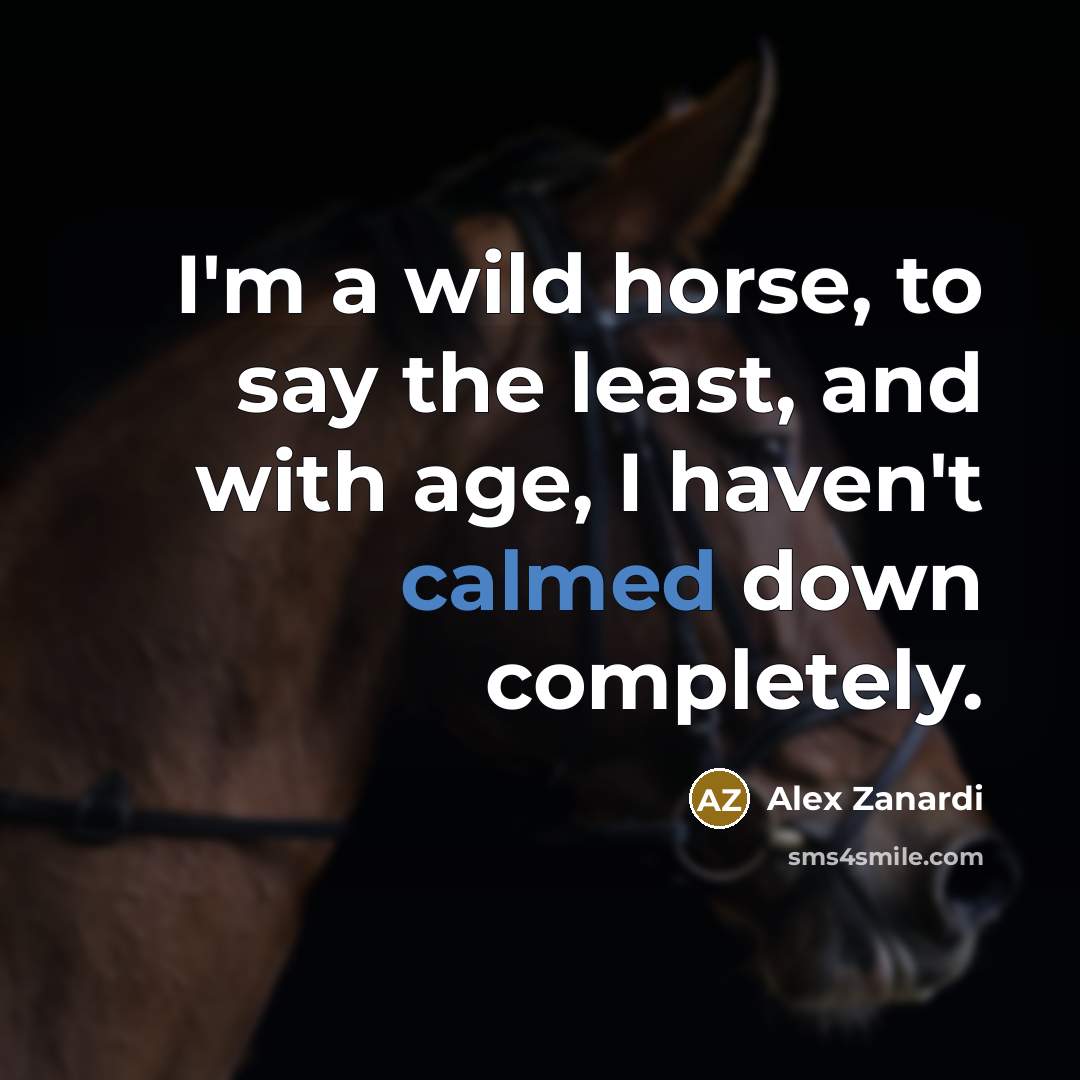 “I'm a wild horse, to say the least, and with…” quote by Alex Zanardi