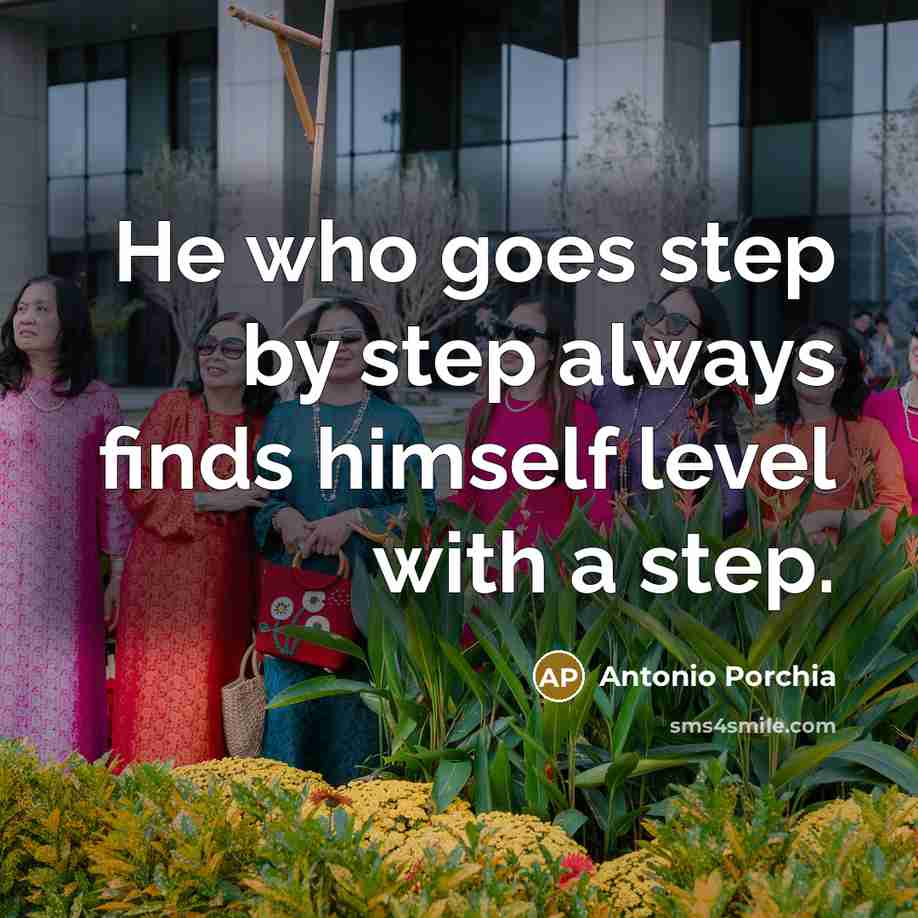“He who goes step by step always finds himself level…” quote by Antonio Porchia
