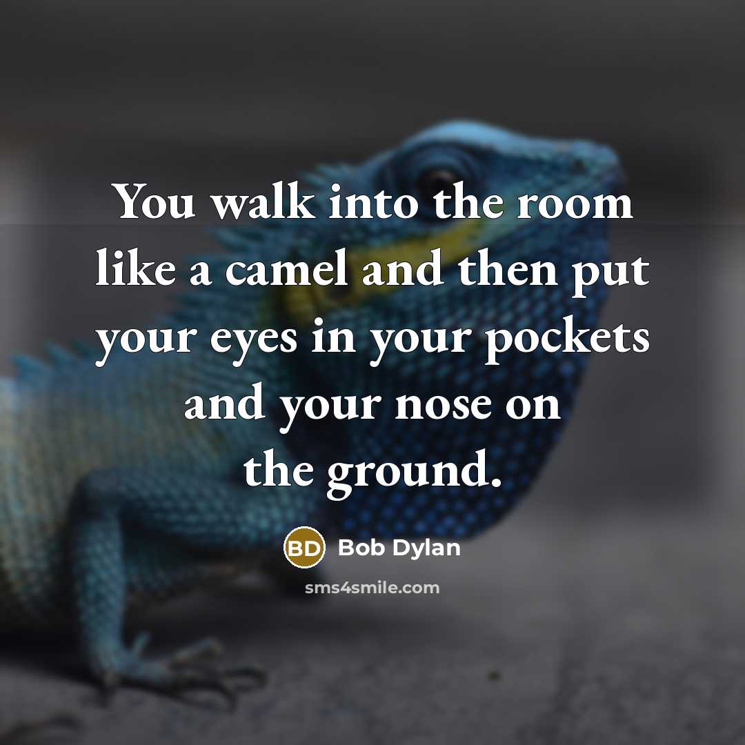 “You walk into the room like a camel and then…” quote by Bob Dylan