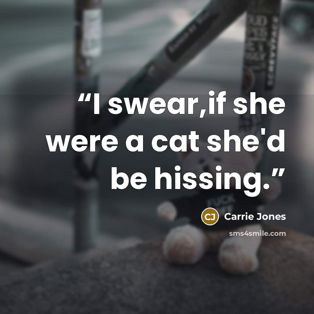 “I swear,if she were a cat she'd be hissing.” quote by Carrie Jones