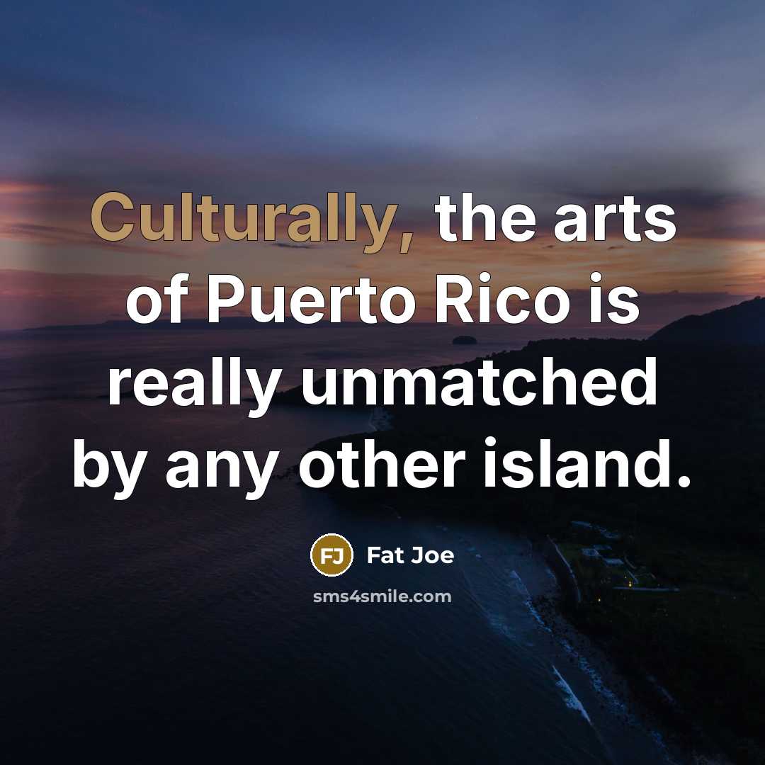 “Culturally, the arts of Puerto Rico is really unmatched by…” quote by Fat Joe