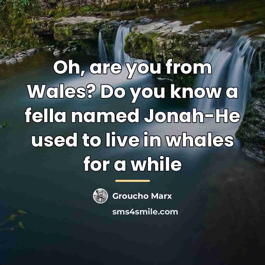 “Oh, are you from Wales? Do you know a fella…” quote by Groucho Marx