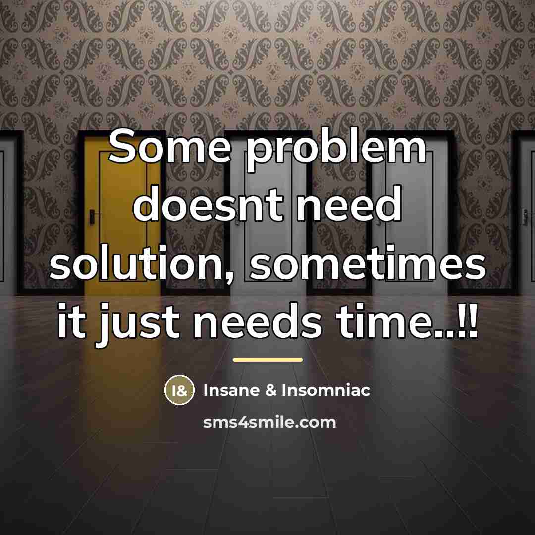 “Some problem doesnt need solution, sometimes it just needs time..!!…” quote by Insane & Insomniac