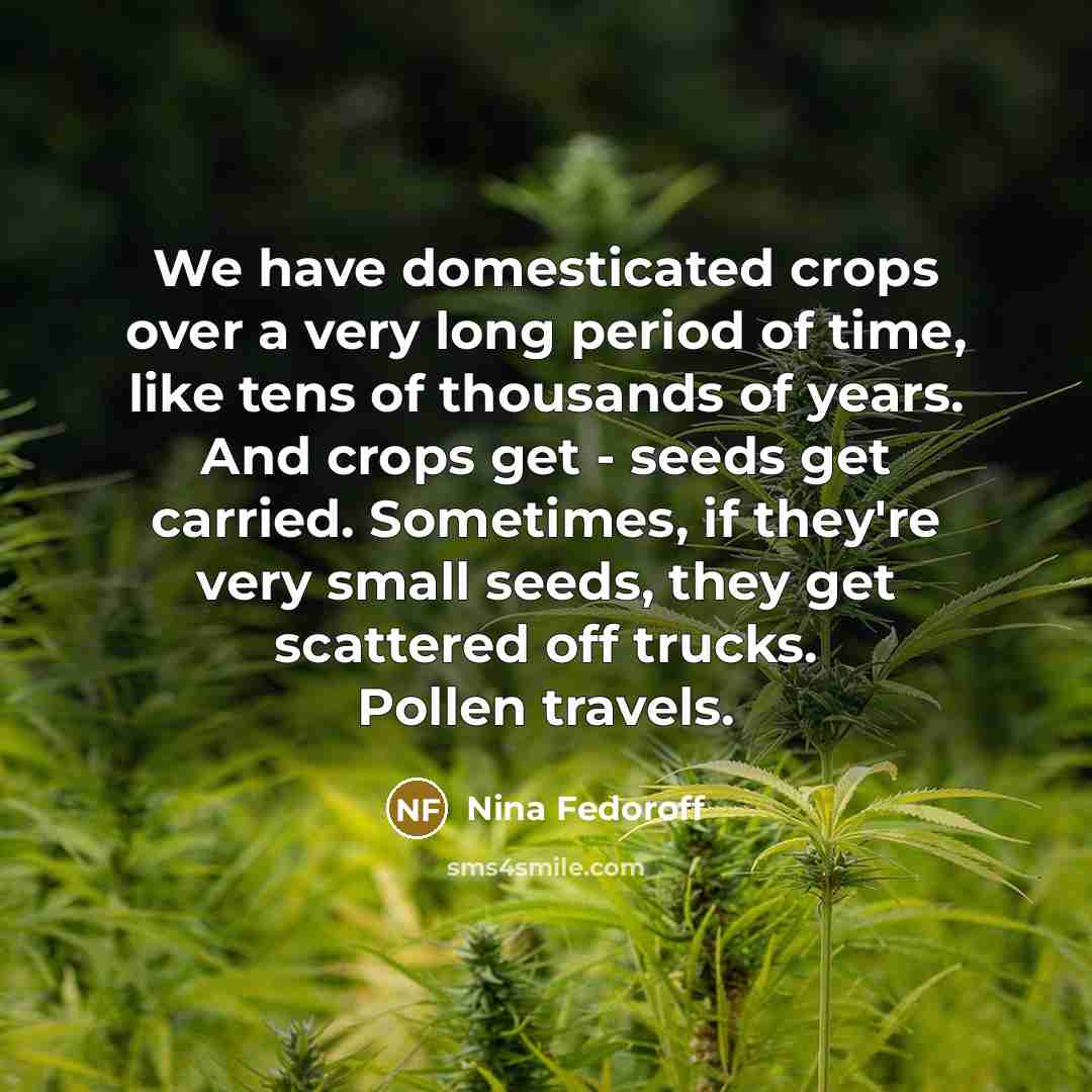 “We have domesticated crops over a very long period of…” quote by Nina Fedoroff