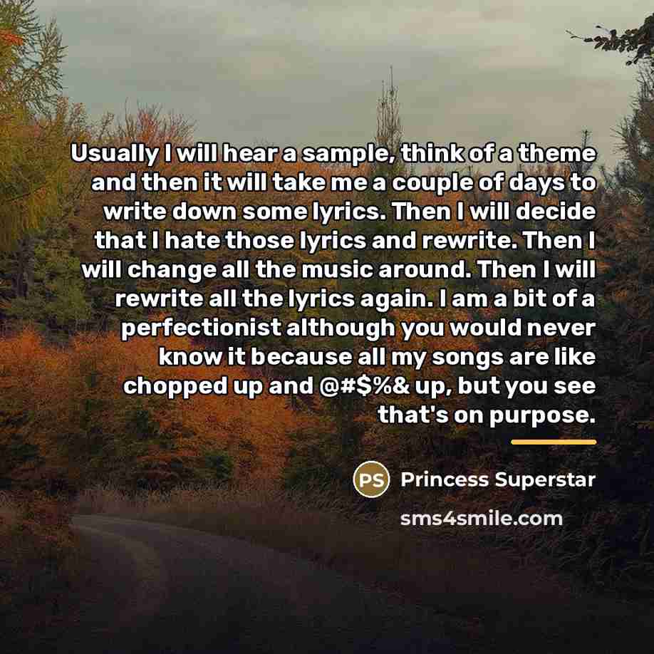 “Usually I will hear a sample, think of a theme…” quote by Princess Superstar