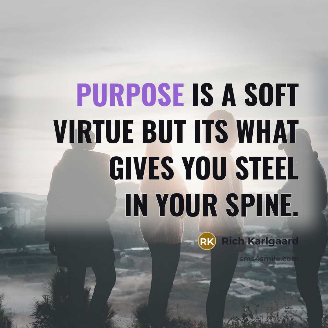 “Purpose is a soft virtue but its what gives you…” quote by Rich Karlgaard
