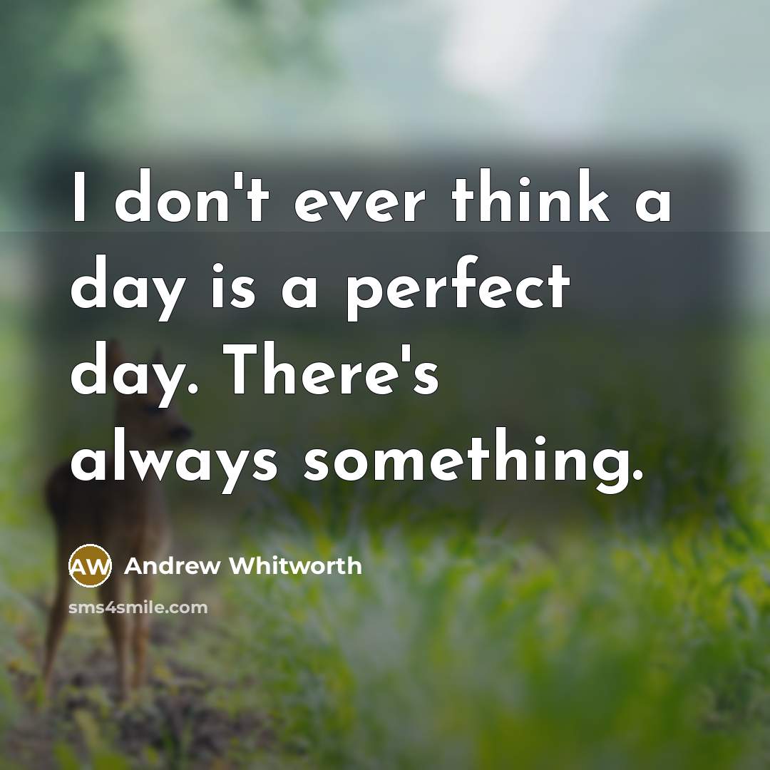 “I don't ever think a day is a perfect day.…” quote by Andrew Whitworth
