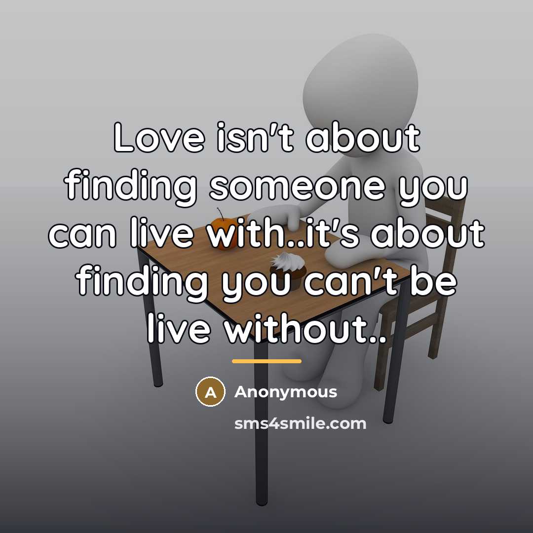 “Love isn't about finding someone you can live with..it's about…” quote by Anonymous