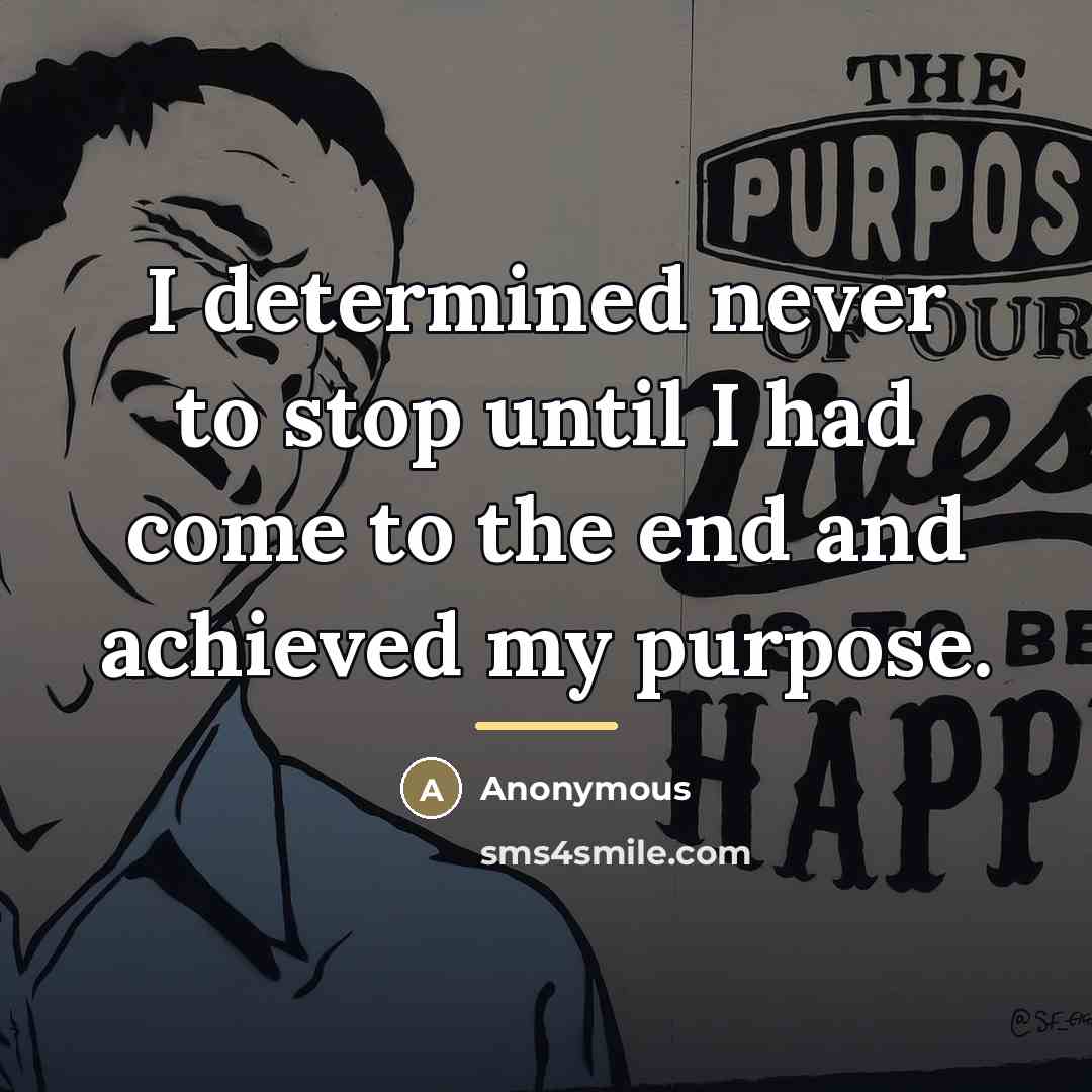 “I determined never to stop until I had come to…” quote by Anonymous