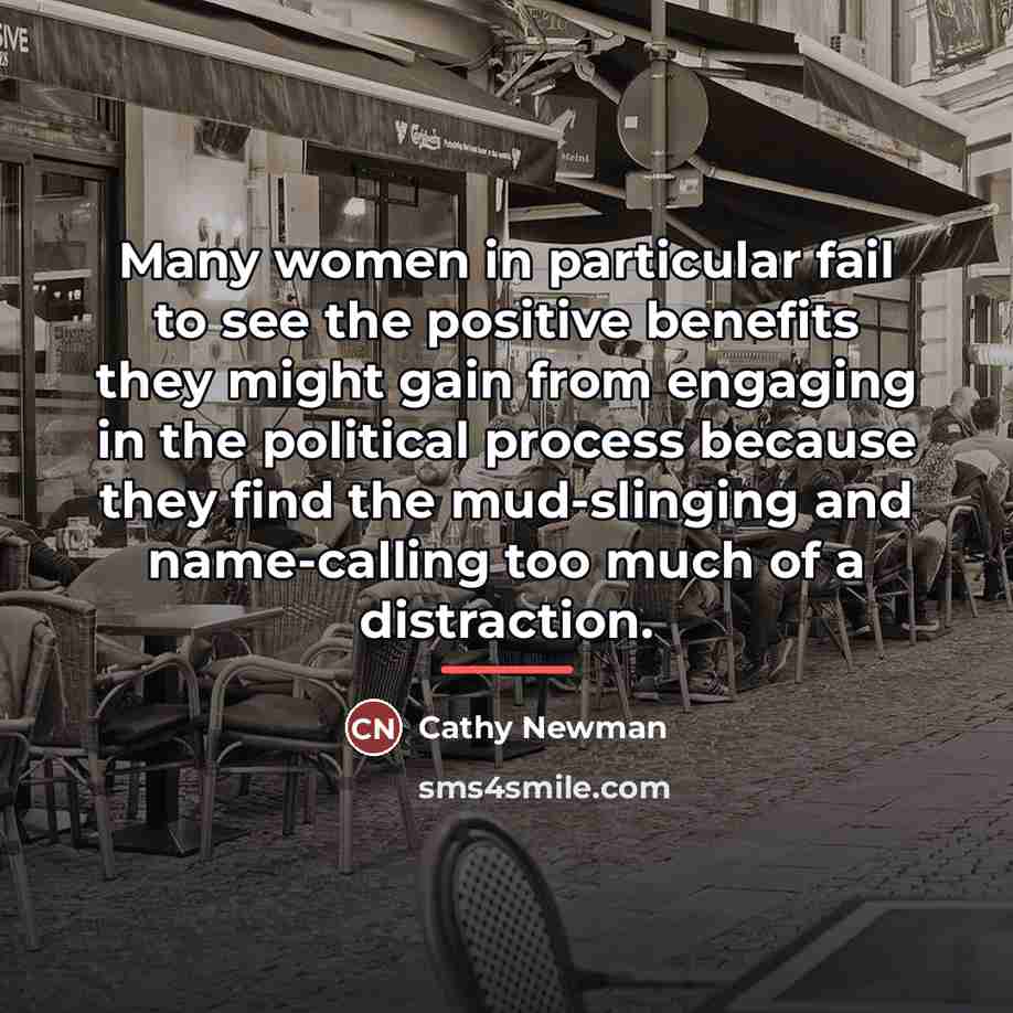 “Many women in particular fail to see the positive benefits…” quote by Cathy Newman
