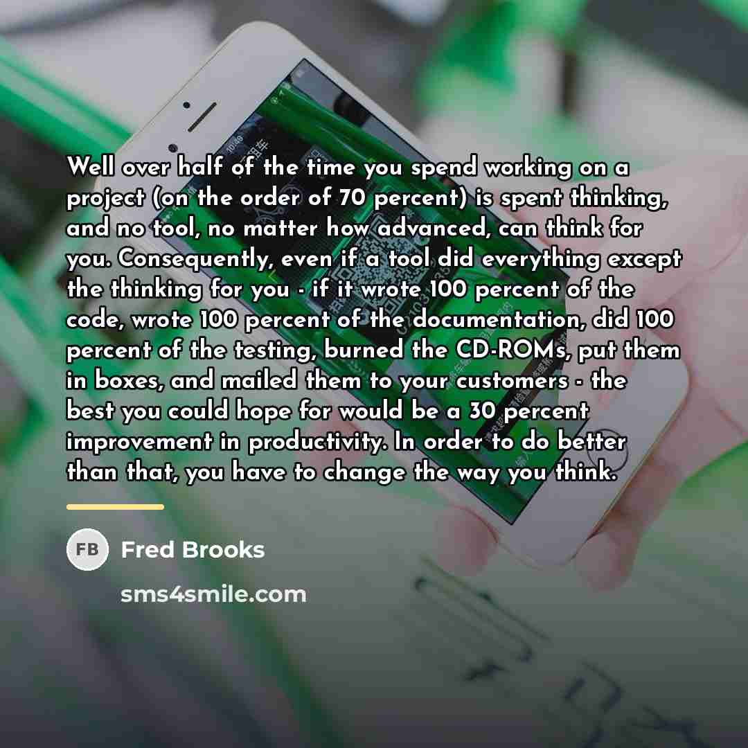 “Well over half of the time you spend working on…” quote by Fred Brooks