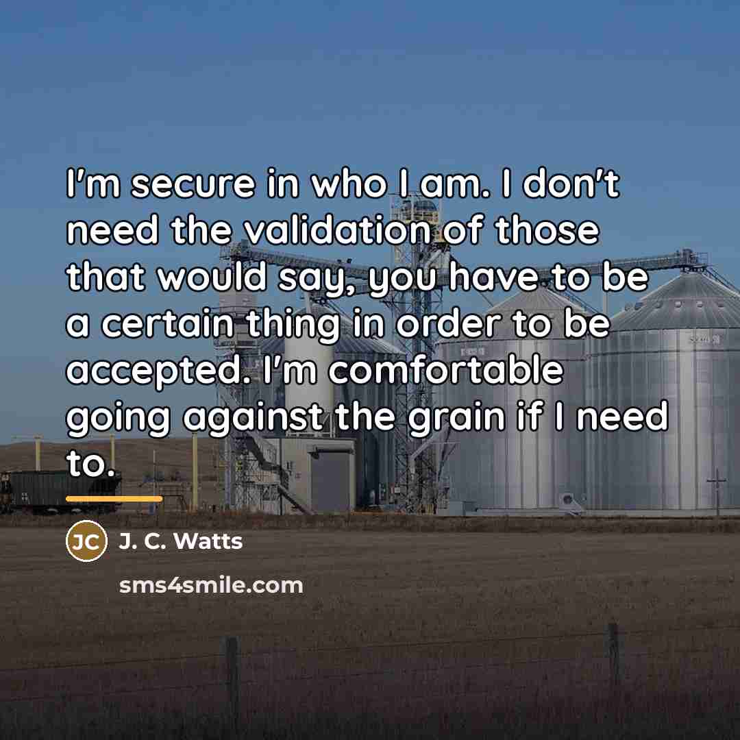 “I'm secure in who I am. I don't need the…” quote by J. C. Watts